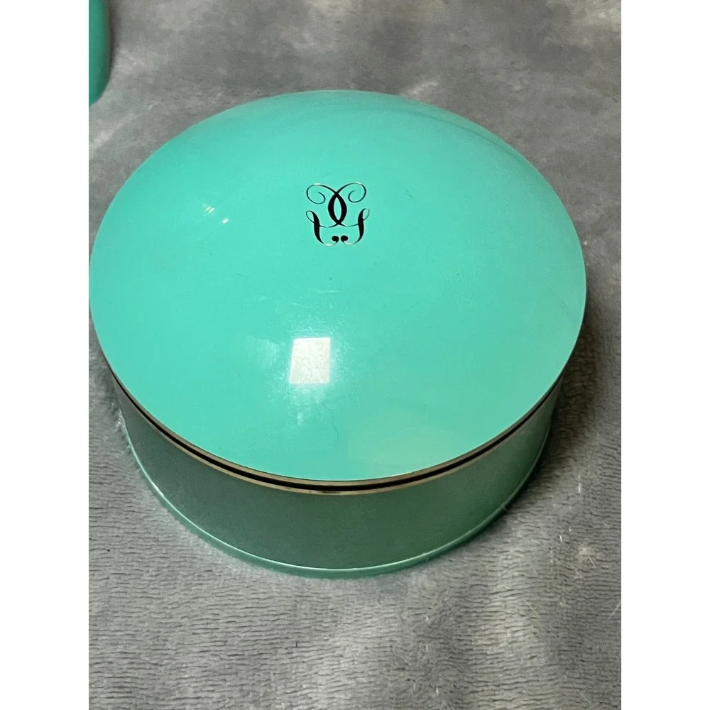Vintage Guerlain Shalimar Talc Powder 2 Piece Vanity Set Teal 100g & 4oz Paris